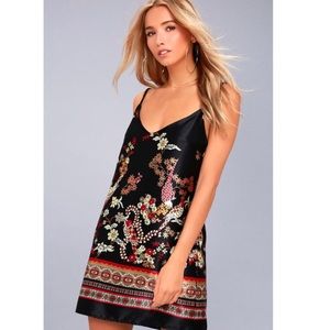 Traveled So Far Satin Slip On Dress